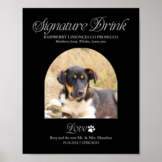 Poster Sinal de Bebida de Assinatura de Pet com Foto para (Frente)