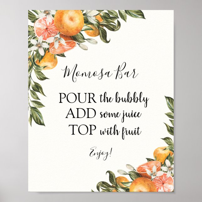 Poster Sinal de Bebida de Bar Citrus Momosa (Frente)