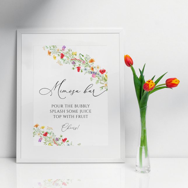 Poster Sinal de bebida de bar de mimosa de flor silvestre (Criador carregado)