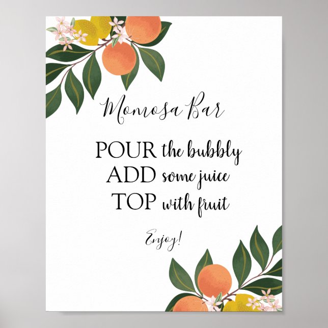 Poster Sinal de Bebida de Barra de Citrus Momosa (Frente)