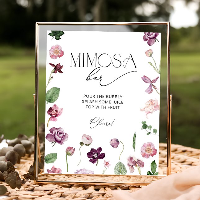 Poster Sinal de Bebida de Barra de Mimosa Botânica (Criador carregado)