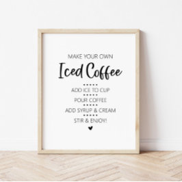Poster Sinal de Bebida de Café com Gelo