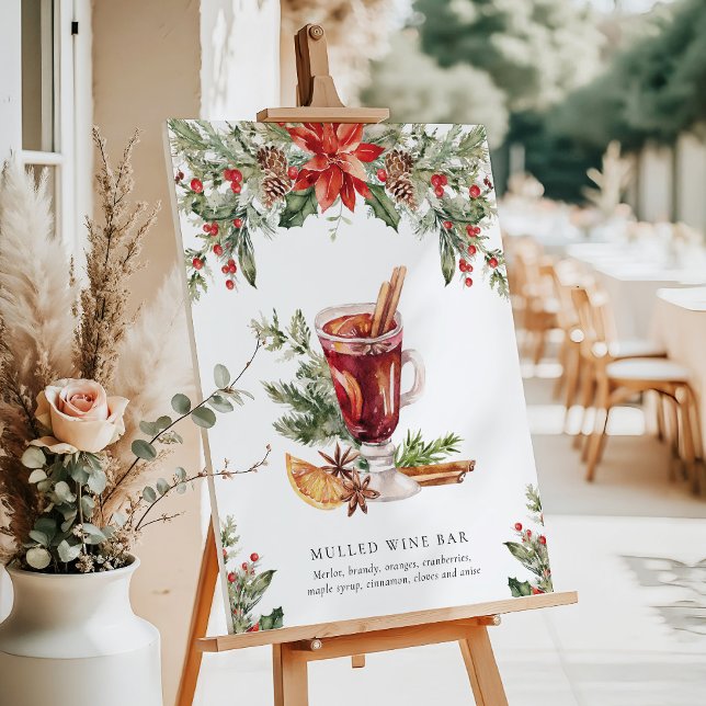 Poster Sinal de Bebida de Natal com Vinho Quentão Bar (Criador carregado)