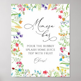 Poster Sinal de Bebida do Bar de Mimosa Flor Selvagem