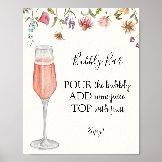 Poster Sinal de Bebida do Bubbly Bar (Frente)