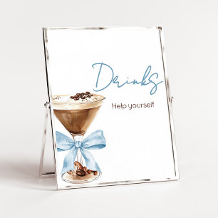 Poster Sinal de Bebida Martini Espresso Arco-íris Azul pa