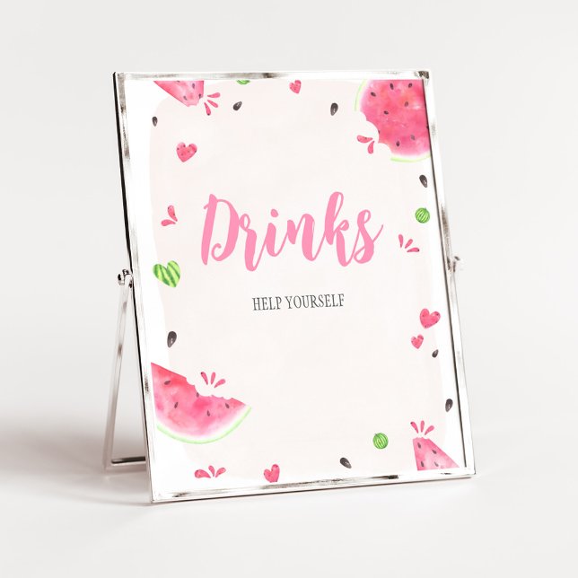 Poster Sinal de Bebida para Chá de Bebê de Menina com Mel (Sweet Little Baby Shower Drinks Sign)
