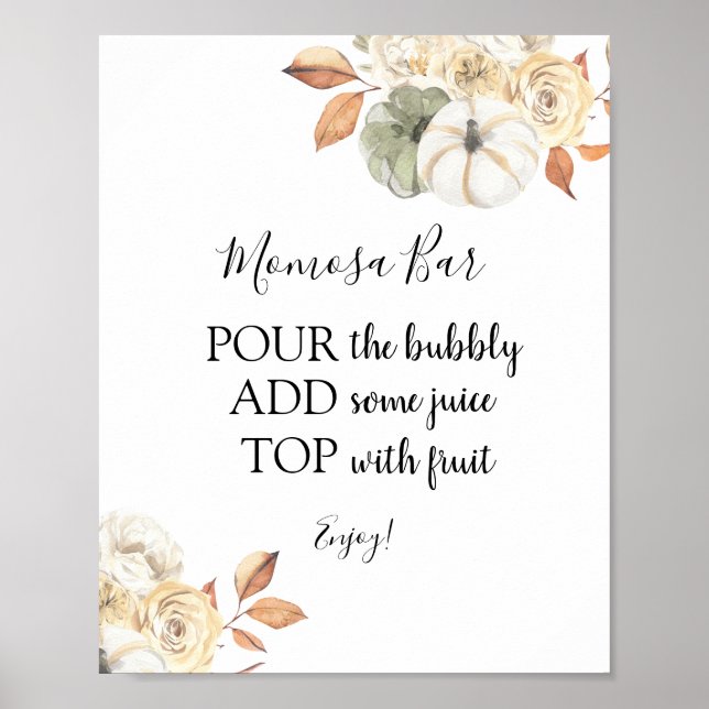 Poster Sinal de Bebida Rustic Autumn Momosa Bar (Frente)