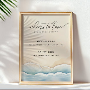Poster Sinal de Bebida Signature de Casamento de Praia Mi