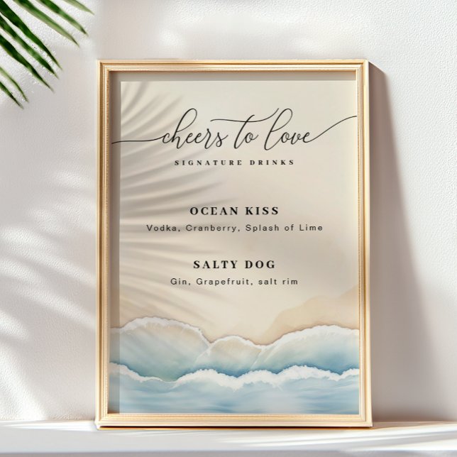 Poster Sinal de Bebida Signature de Casamento de Praia Mi (Signature Drink Sign)