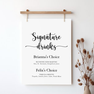 Poster Sinal de Bebidas com Assinatura de Caligrafia Mini