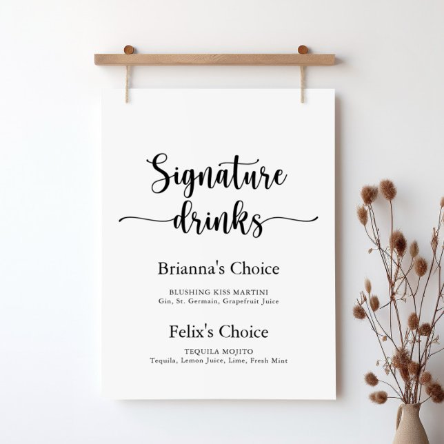 Poster Sinal de Bebidas com Assinatura de Caligrafia Mini (Criador carregado)