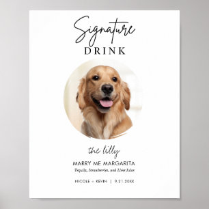 Poster Sinal de Bebidas com Assinatura de Casamento de Ca