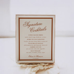 Poster Sinal de Bebidas com Assinatura em Terracota Chic