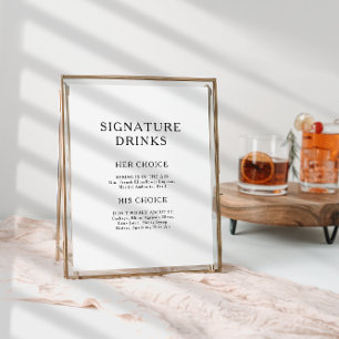 Poster Sinal de Bebidas com Assinatura Minimalista Clássi