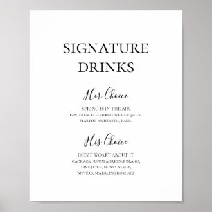 Poster Sinal de Bebidas com Assinatura Simples e Elegante