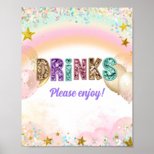 Poster Sinal de Bebidas de Aniversário Duplo Brilho Lante