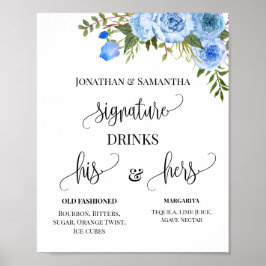 Poster Sinal de Bebidas de Assinatura Casamento Casais Fl
