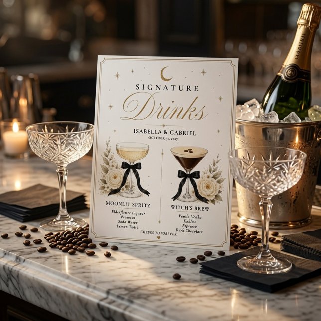 Poster Sinal de Bebidas de Assinatura de Casamento com La (Criador carregado)