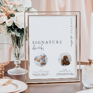 Poster Sinal de Bebidas de Assinatura de Foto Minimalista