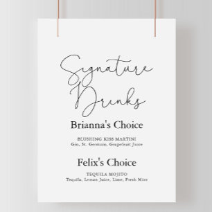 Poster Sinal de Bebidas de Assinatura Elegante Simples Ca