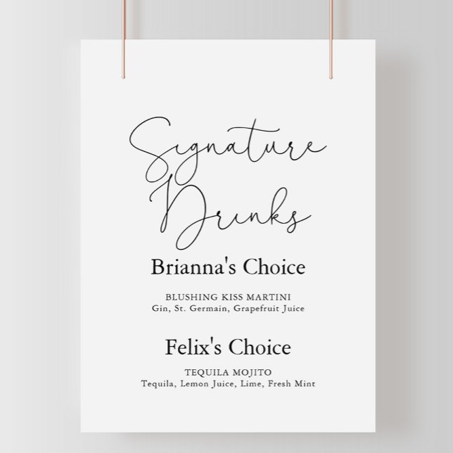 Poster Sinal de Bebidas de Assinatura Elegante Simples Ca (Criador carregado)