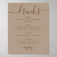 Sinal de Bebidas de Casamento em Taupe Empoeirado