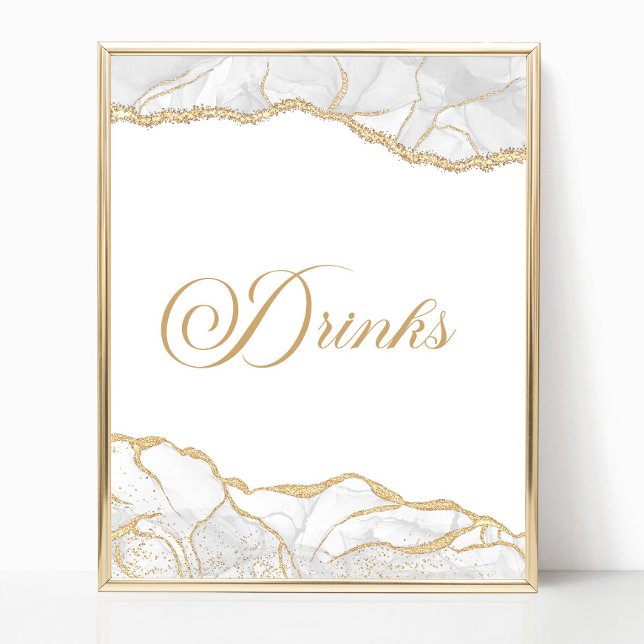 Poster Sinal de Bebidas de Festa de Ágata Ouro Branco Ele (Criador carregado)