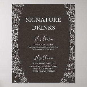 Poster Sinal de Bebidas Especiais de Inverno Rústico Ca