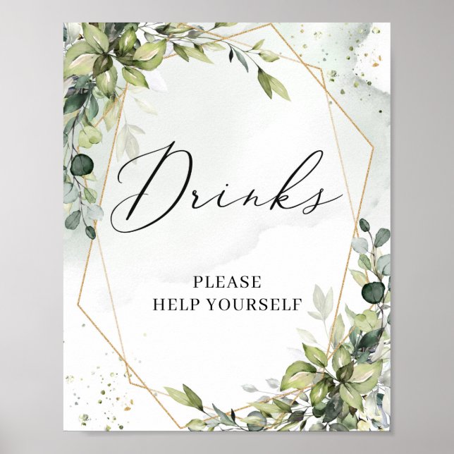 Poster Sinal de bebidas geométricas de ouro foliar Boho v (Frente)