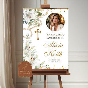 Poster SINAL DE BEM-VINDO Rosário Floral de Lírio Branco
