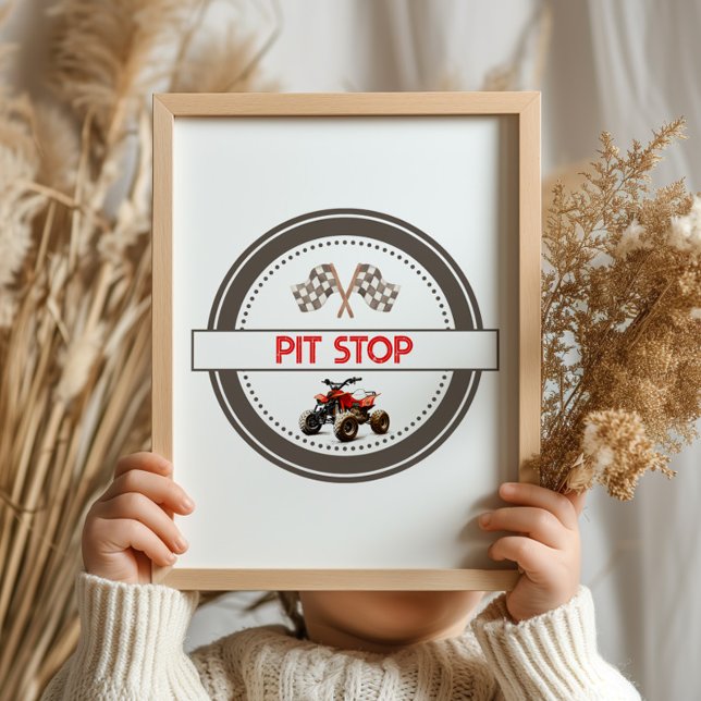 Poster Sinal de Bicicleta Vermelha Quad Parar Aniversário (Criador carregado)