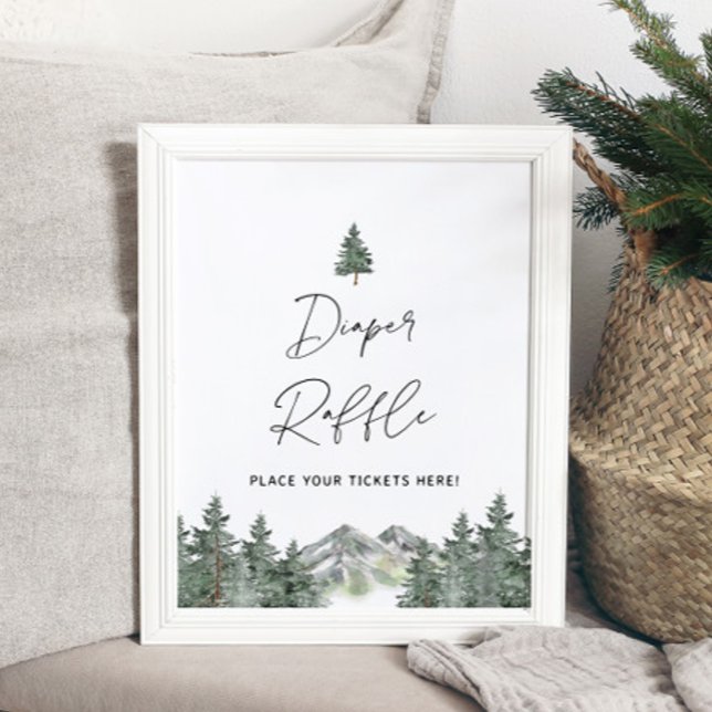 Poster Sinal de Bilhete de Fralda de Montanha Raffle (Criador carregado)