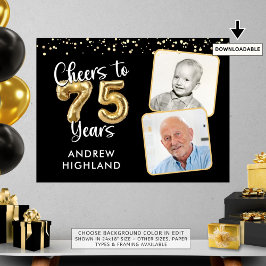 Poster Sinal de boas-vindas a 75 anos Aniversário 2 Fotos