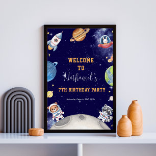Poster sinal de boas-vindas a animais florestais do exter