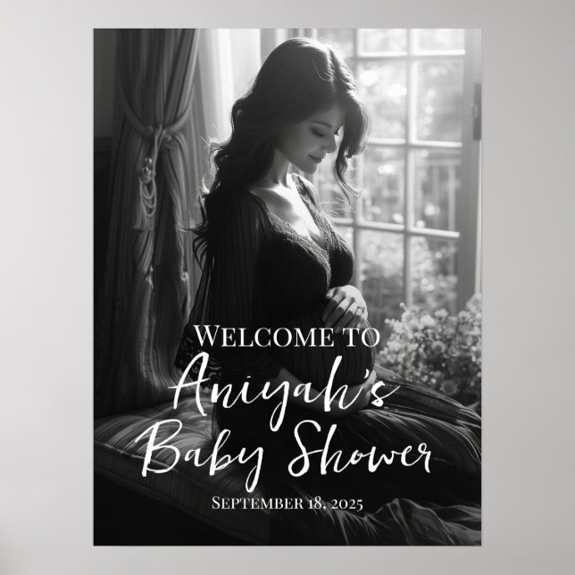 Poster Sinal de boas-vindas a chás de fraldas elegantes (Frente)