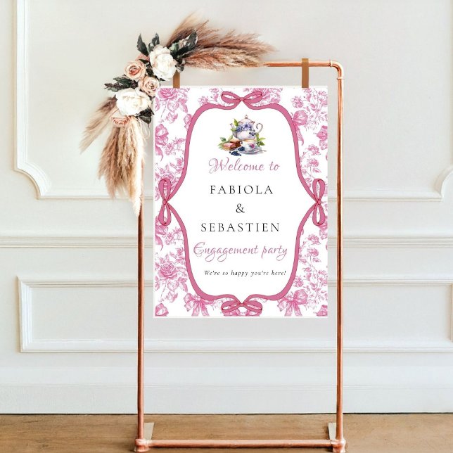 Poster Sinal de boas-vindas à Festa de noivado de flor se (Criador carregado)