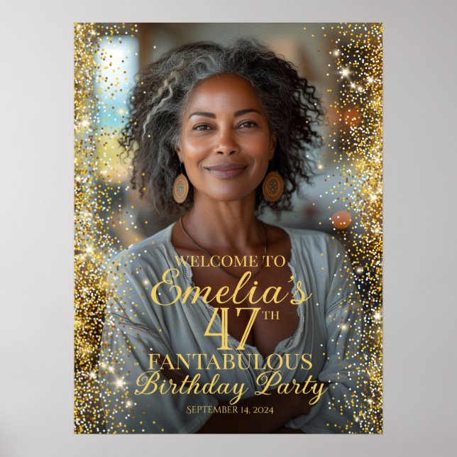 Poster sinal de boas-vindas a fotos festas de aniversário (Frente)