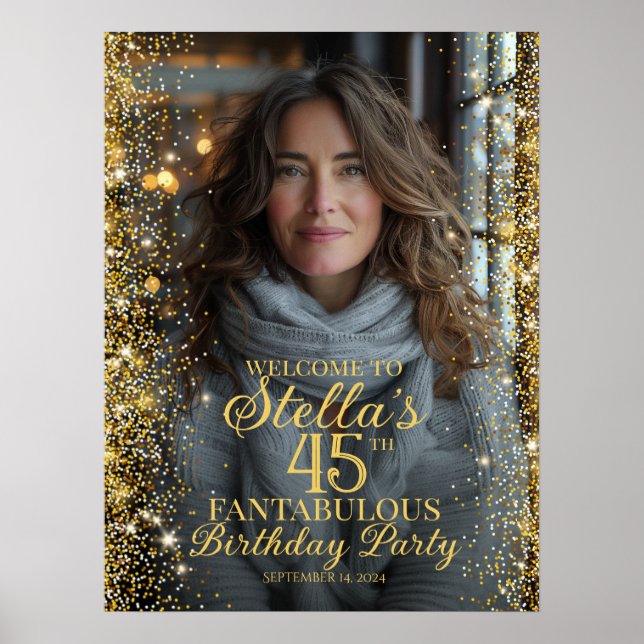 Poster sinal de boas-vindas a fotos festas de aniversário (Frente)