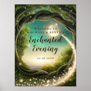 Poster Sinal de boas-vindas à noite encantado