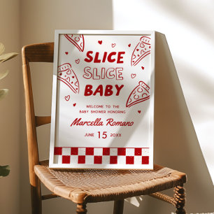 Poster Sinal de Boas-Vindas à Pizza Vermelha Italiana Sli