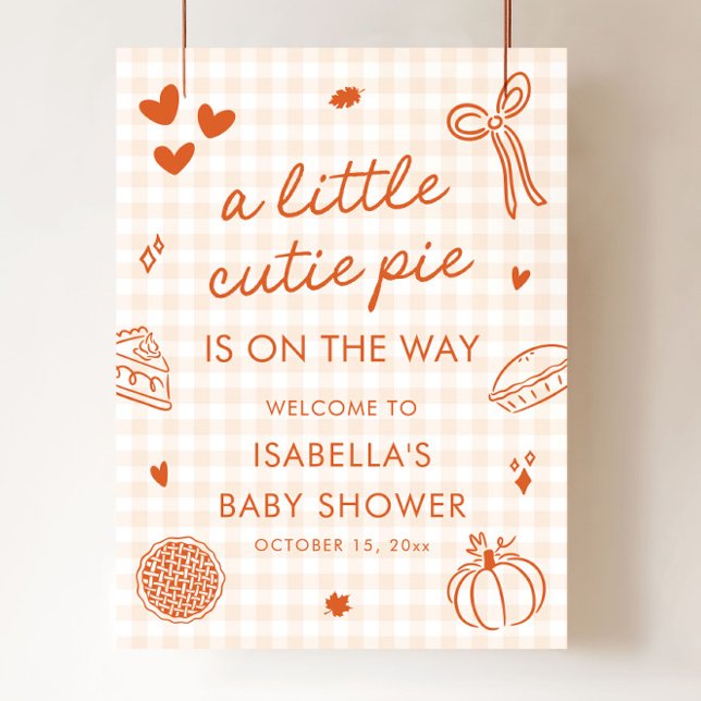 Poster Sinal De Boas-Vindas A Um Pequeno Chá de fraldas D (Fall A Little Cutie Pie Baby Shower Welcome Sign)