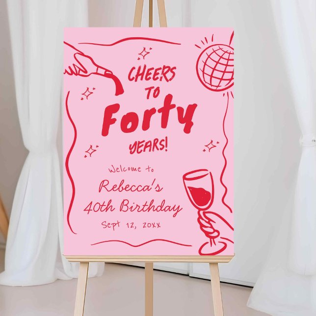 Poster Sinal de Boas-Vindas Acolhedor Rosa e Vermelho Vin (Criador carregado)