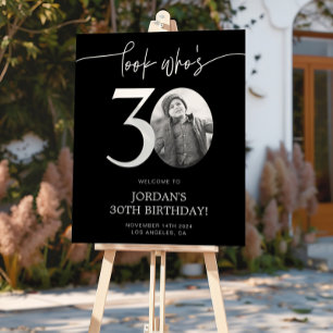 Pôster Sinal de boas-vindas aniversário de 30 anos preto