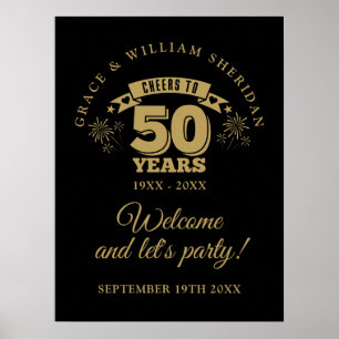 Poster Sinal de Boas-Vindas ao 50º Aniversário de Casamen
