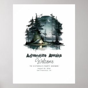 Poster Sinal de Boas-Vindas ao Acampamento Noturno Aventu