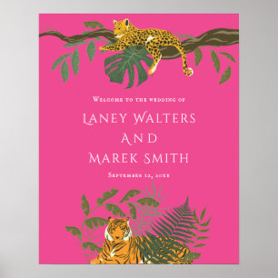 Poster Sinal de boas-vindas ao Casamento Animal da Safari