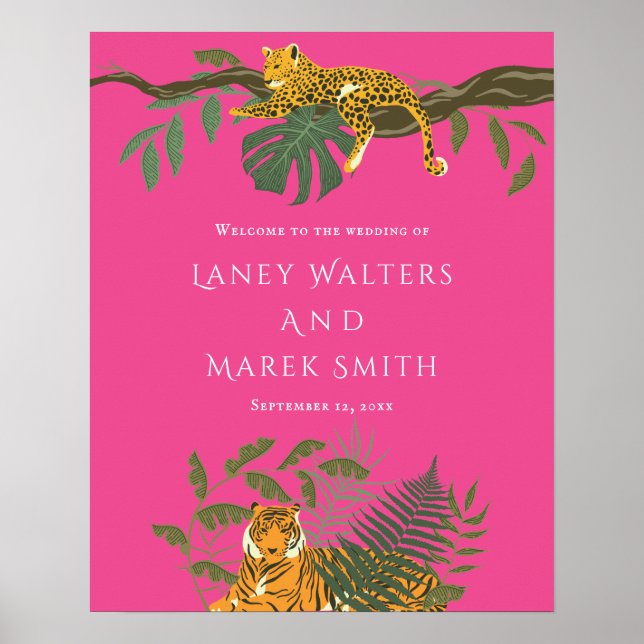 Poster Sinal de boas-vindas ao Casamento Animal da Safari (Frente)