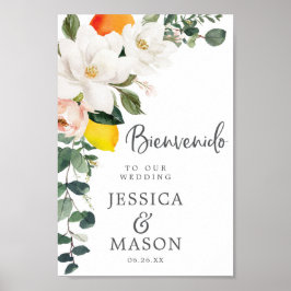 Poster Sinal de boas-vindas ao casamento da Magnolia Citr