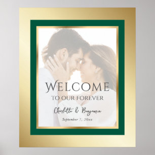 Poster Sinal de boas-vindas ao casamento de fotos Dourada